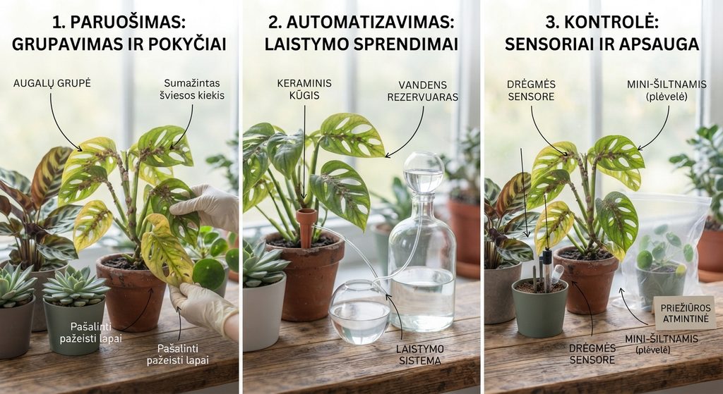 Kaip išvykti dviem savaitėms ir nepražudyti augalų