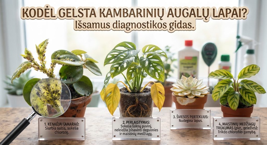 Kodėl gelsta kambarinių augalų lapai