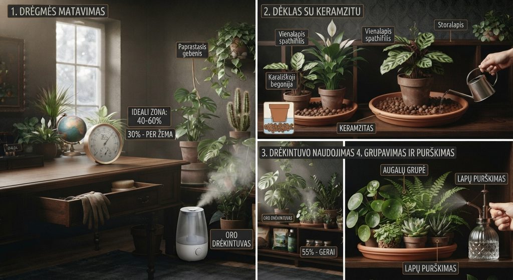 Oro drėgmė bute žiemą: kaip ją pakelti augalams